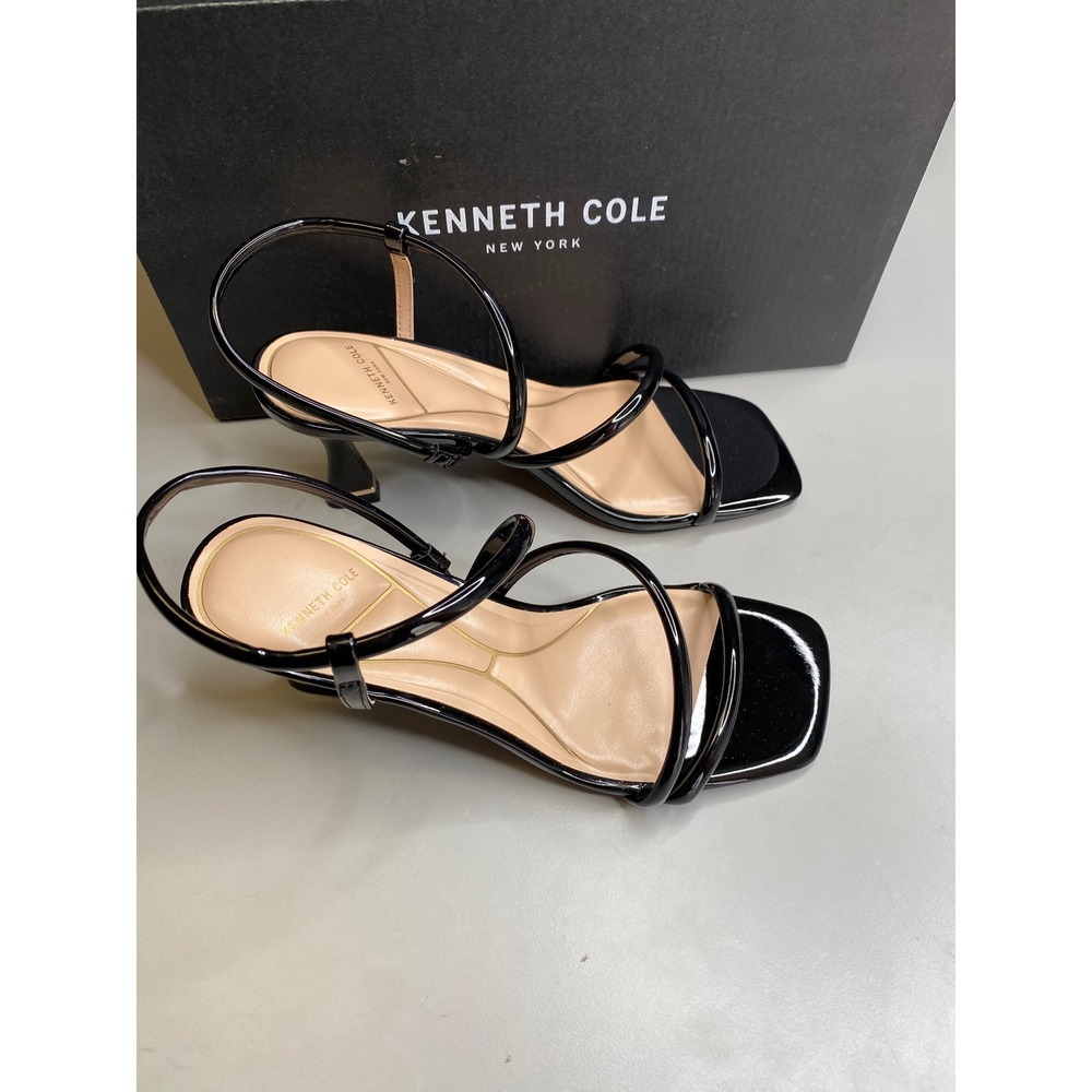 Kenneth Cole New York Dreama Black Patent Strappy Slingback Heels  Mens 7